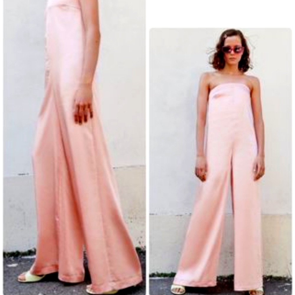NWTs zara satin wide leg jumpsuit sz. M
